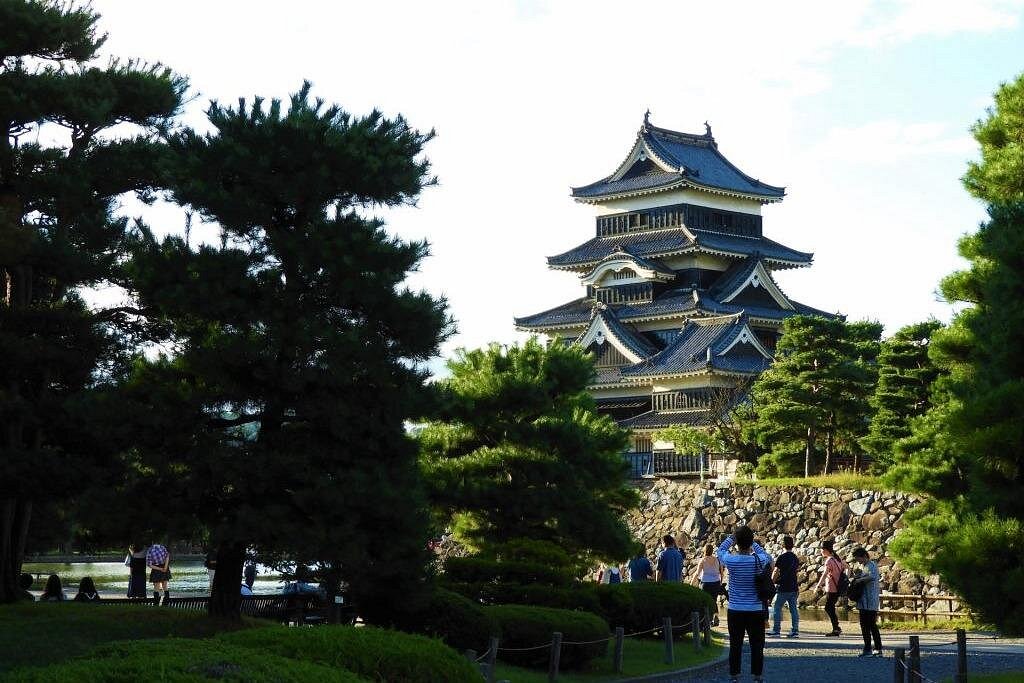 Matsumoto Castle with Northern Alps in the background